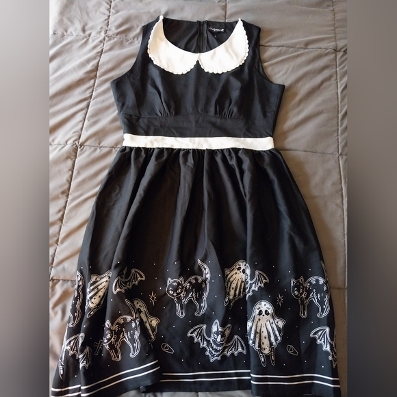Sourpuss black & white spooky print dress - Picture 4 of 11
